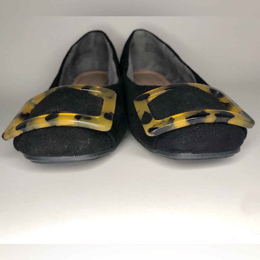 Kelly & Katie Black Suede Ballet Flat with Tortoise Buckle Size 6M - Picture 10 of 11